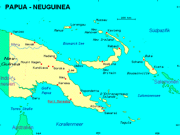 ein Klick bringt die Karte von Papua-Neuguinea