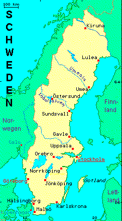 ein Klick bringt die Karte von Schweden