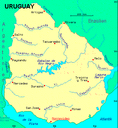 ein Klick bringt die Karte von Uruguay