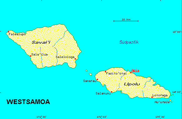 ein Klick bringt die Karte von Samoa