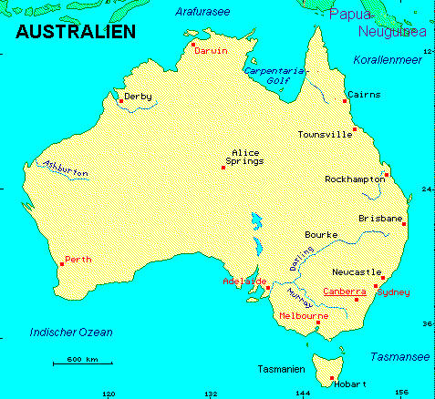 ein Klick bringt die Karte von Australien