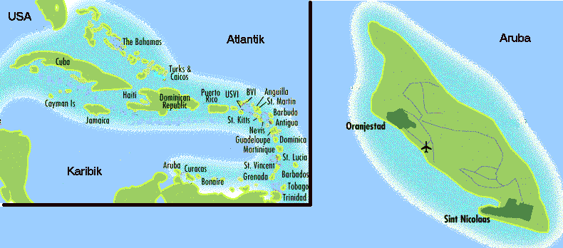 ein Klick bringt die Karte von Aruba