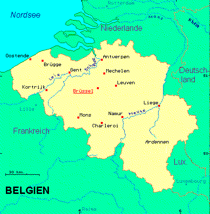 ein Klick bringt die Karte von Belgien