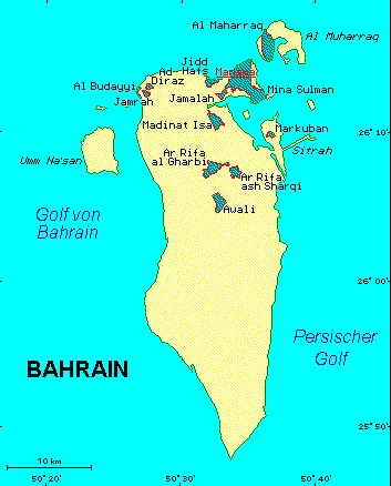 ein Klick bringt die Karte von Bahrain