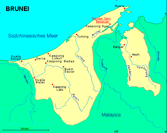 ein Klick bringt die Karte von Brunei Darussalam