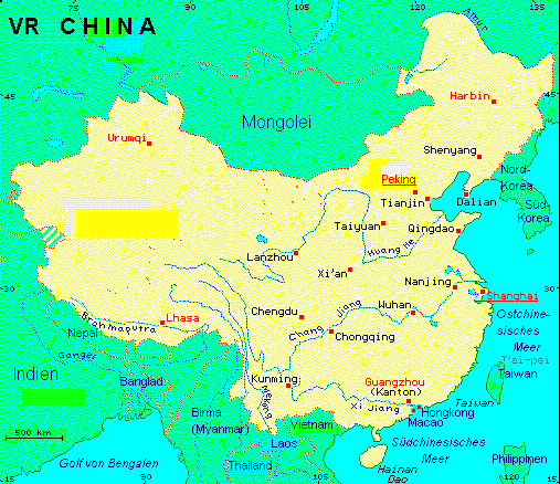 ein Klick bringt die Karte von China