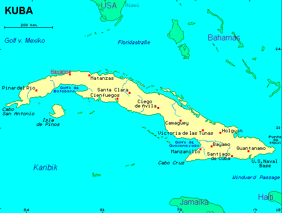 ein Klick bringt die Karte von Kuba
