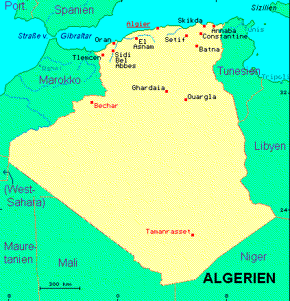 ein Klick bringt die Karte von Algerien