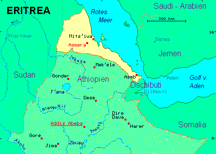 ein Klick bringt die Karte von Eritrea