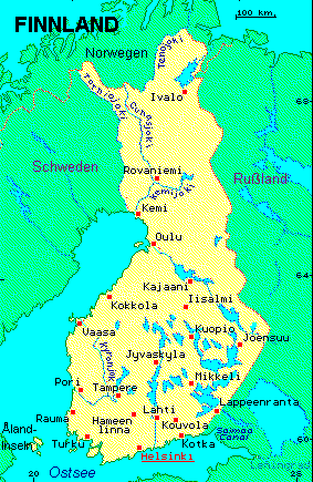 ein Klick bringt die Karte von Finnland