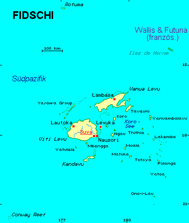 ein Klick bringt die Karte von Fidschi