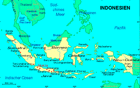 ein Klick bringt die Karte von Indonesien