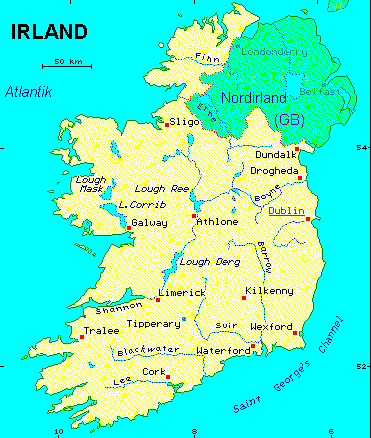 ein Klick bringt die Karte von Irland
