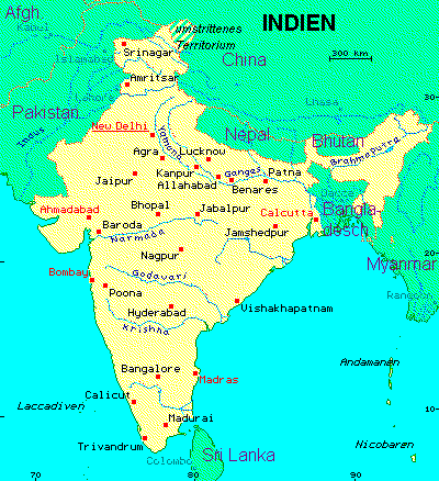 ein Klick bringt die Karte von Indien