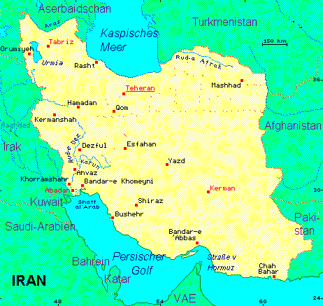 ein Klick bringt die Karte von Iran