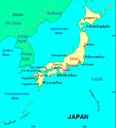 ein Klick bringt die Karte von Japan