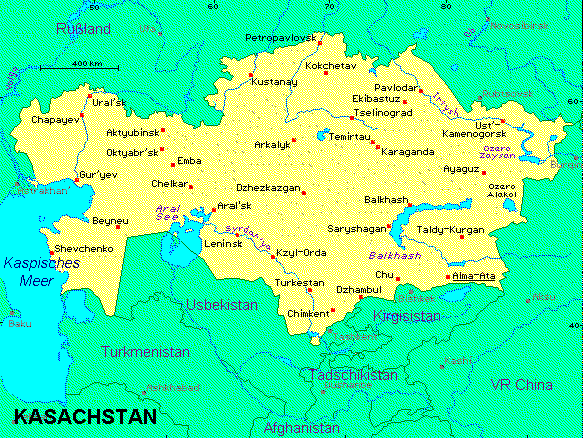 ein Klick bringt die Karte von Kasachstan