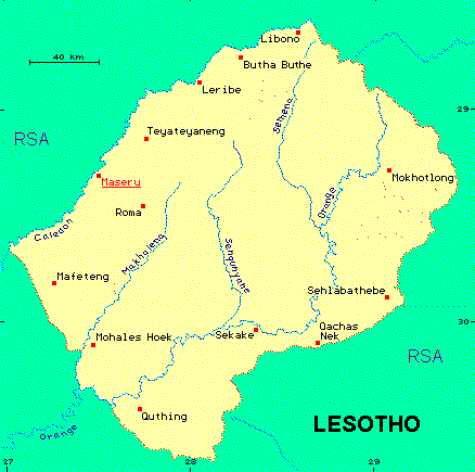 ein Klick bringt die Karte von Lesotho