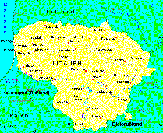 ein Klick bringt die Karte von Litauen