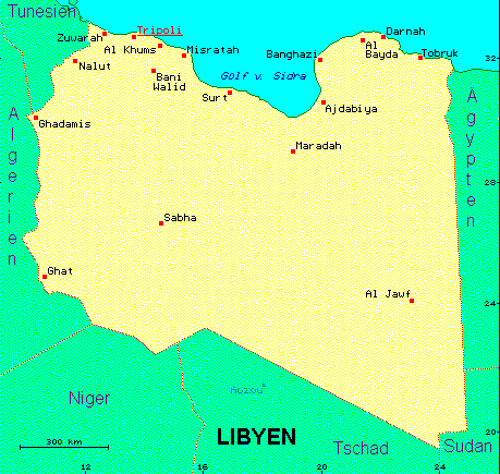 ein Klick bringt die Karte von Libyen