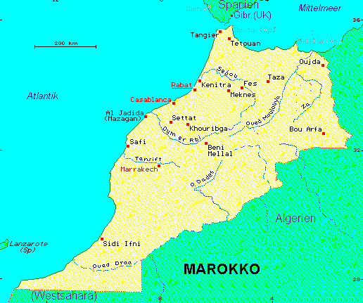 ein Klick bringt die Karte von Marokko