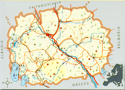 ein Klick bringt die Karte von Mazedonien