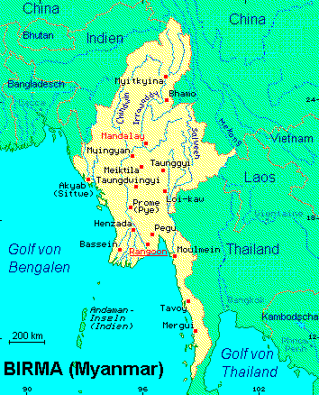 ein Klick bringt die Karte von Myanmar