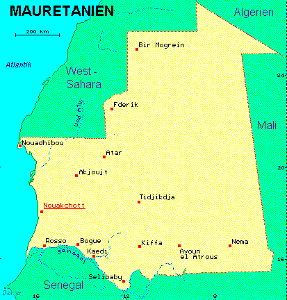 ein Klick bringt die Karte von Mauretanien