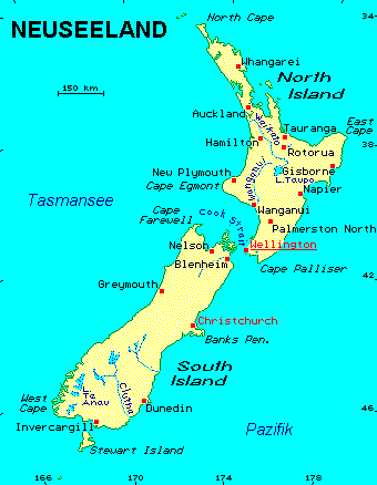 ein Klick bringt die Karte von Neuseeland