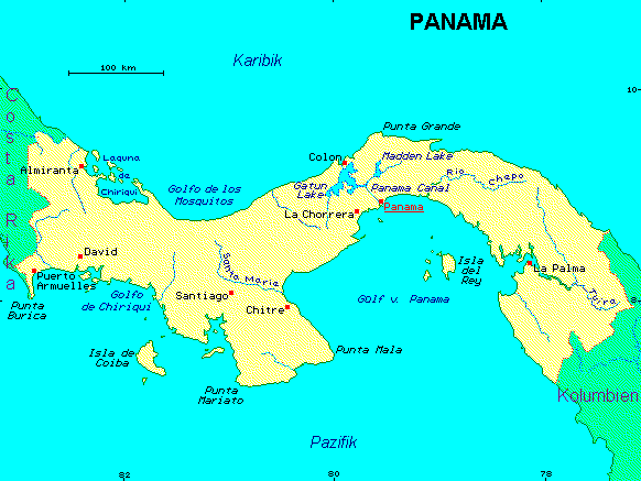 ein Klick bringt die Karte von Panama