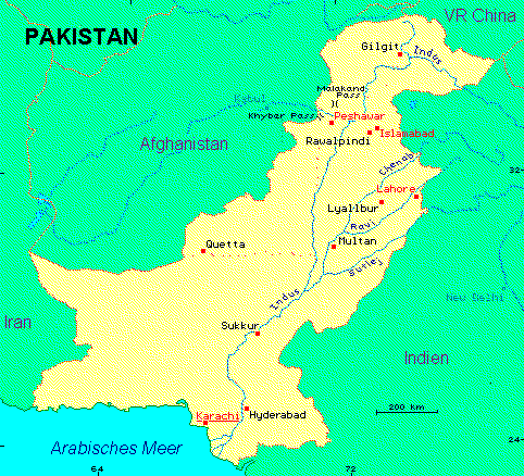 ein Klick bringt die Karte von Pakistan
