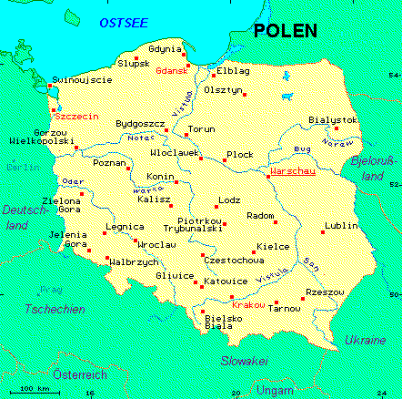 ein Klick bringt die Karte von Polen