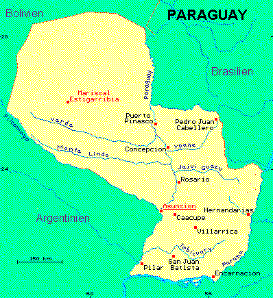 ein Klick bringt die Karte von Paraguay