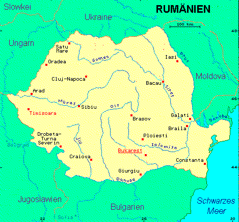 ein Klick bringt die Karte von Rumänien