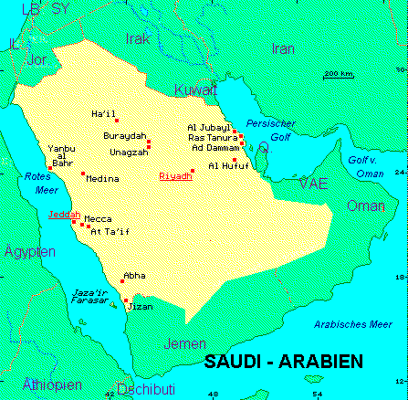 ein Klick bringt die Karte von Saudi-Arabien