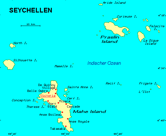 ein Klick bringt die Karte der Seychellen