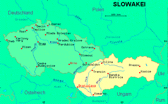 ein Klick bringt die Karte der Slowakei
