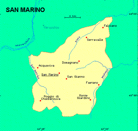 ein Klick bringt die Karte von San Marino