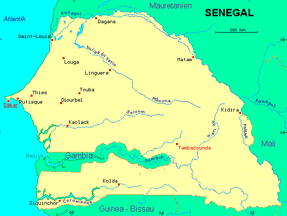 ein Klick bringt die Karte von Senegal