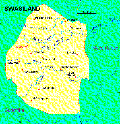 ein Klick bringt die Karte von Swasiland