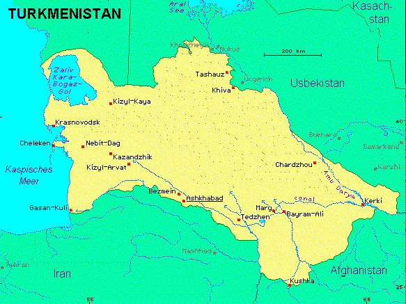 ein Klick bringt die Karte von Turkmenistan