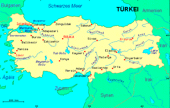 ein Klick bringt die Karte von Türkei