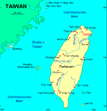 ein Klick bringt die Karte von Taiwan