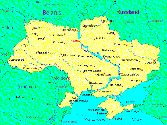 ein Klick bringt die Karte der Ukraine