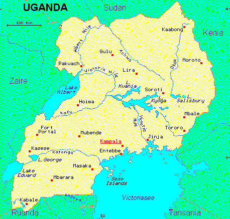 ein Klick bringt die Karte von Uganda