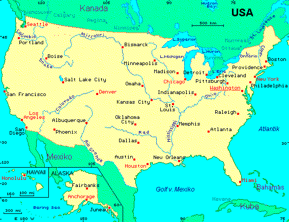 ein Klick bringt die Karte der USA