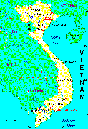 ein Klick bringt die Karte von Vietnam