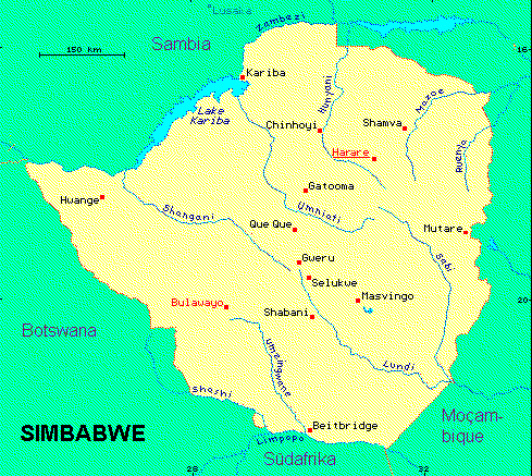 ein Klick bringt die Karte von Simbabwe
